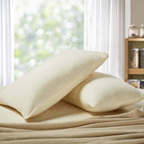 1000TC Premium Ultra Soft Standrad size Pillowcases 2-Pack - Yellow Cream - Front View
