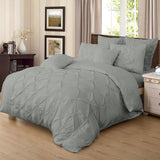 Diamond Pintuck Double Size Grey Duvet Quilt Cover Set - Front View