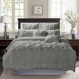 Diamond Pintuck Double Size Grey Duvet Quilt Cover Set - Top-Down View