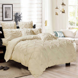 Diamond Pintuck Double Size Quilt/Duvet Cover Set - Beige - Front View