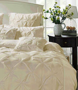 Diamond Pintuck Double Size Quilt/Duvet Cover Set - Beige - Side View