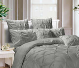 Diamond Pintuck Premium Ultra Soft European Pillowcases 2-Pack - Grey - Front View