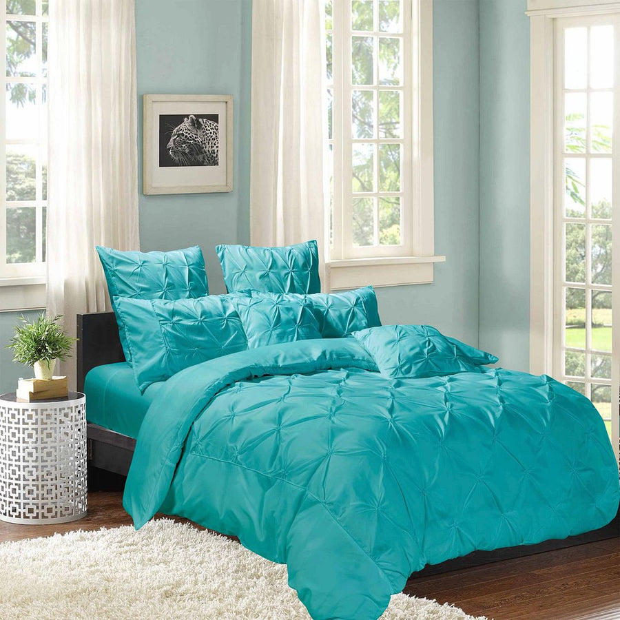 Diamond Pintuck King Size Quilt/Duvet Cover Set - Teal
