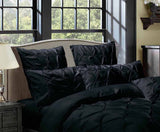 Diamond Pintuck Premium Ultra Soft Standrad size Pillowcases 2-Pack - Black - Front View