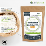 Fossil Shell Flour Powder - Food Grade Diatomaceous Earth - 250g - Rear View