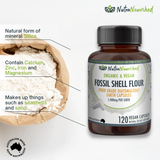 Fossil Shell Flour Capsules (vegan)- Food Grade Diatomaceous Earth 120 caps - Top-Down View