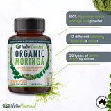 Organic Pure Moringa Leaf Capsules , 60 Vegan Capsules - Front View