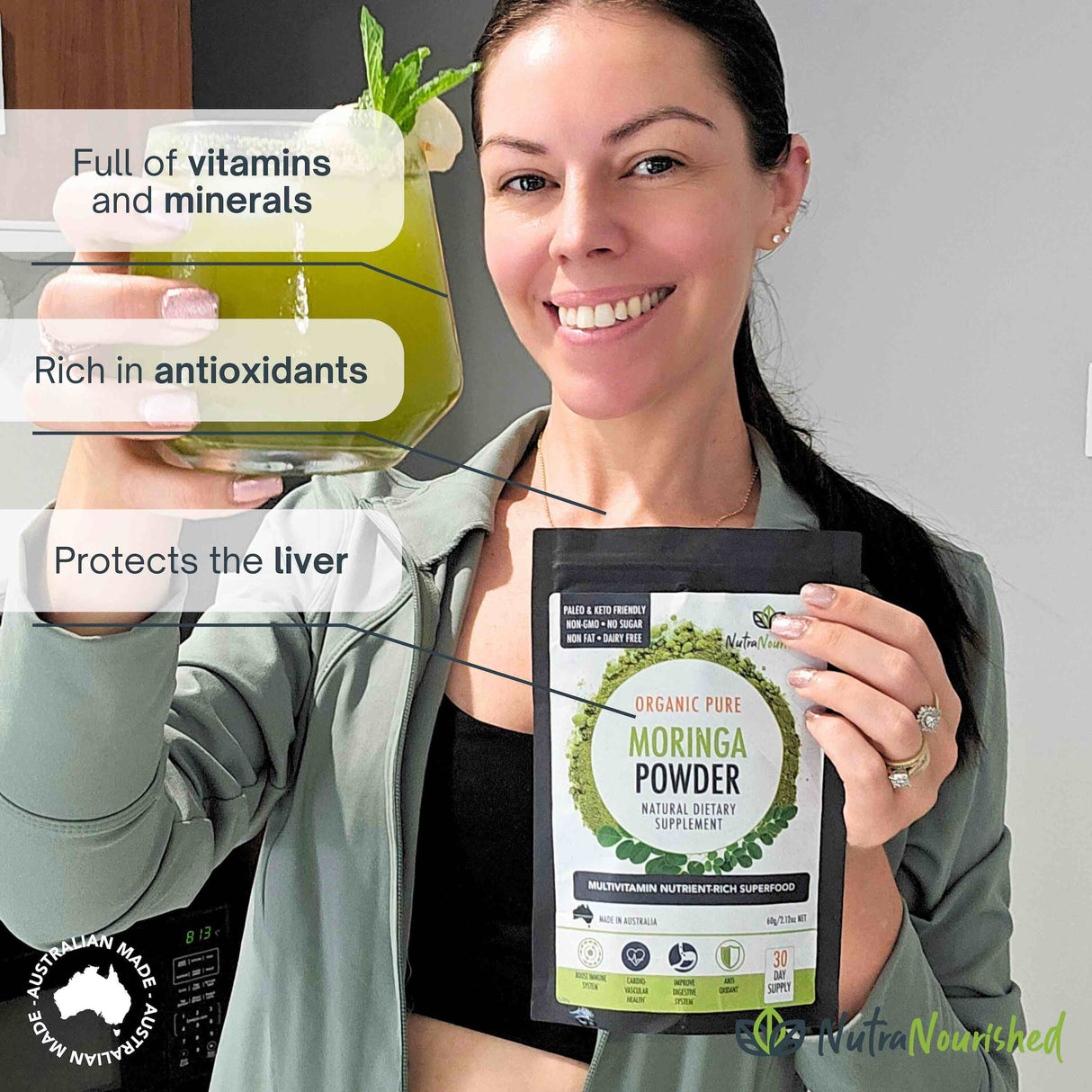 Organic Pure Moringa Leaf Powder 60g