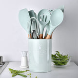 12pcs Silicone Utensils Set Black - Top-Down View