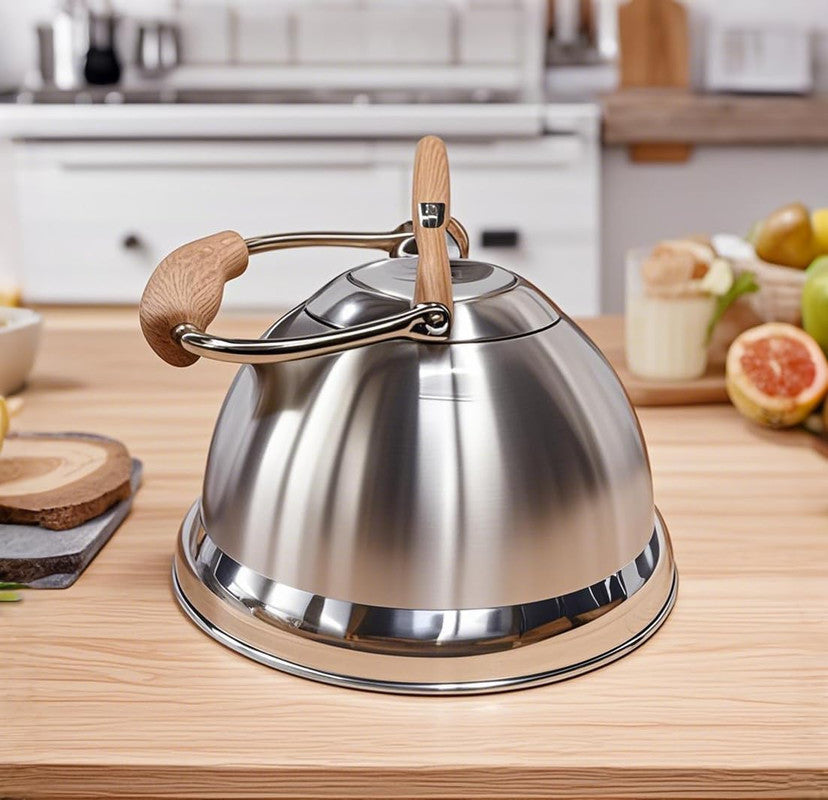 2.8L Whistling Kettle Stainless Steel Foldable Handle Camping Home Office Silver