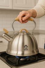 2.8L Whistling Kettle Stainless Steel Foldable Handle Camping Home Office Silver