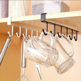 Under Cabinet Hanger 6 Hooks Black - Front View