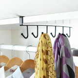 Under Cabinet Hanger 6 Hooks Black - Top-Down View