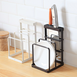 Knife & Chopping Board Shelf Stand Black - Front View