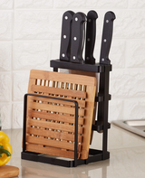 Knife & Chopping Board Shelf Stand Black - Top-Down View