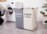Foldable Divisional Storage Laundry Basket 3 Grid - Front View