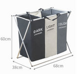 Foldable Divisional Storage Laundry Basket 3 Grid - Side View
