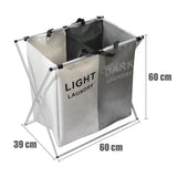 Foldable Divisional Storage Laundry Basket 3 Grid - Top-Down View