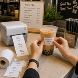 6 Rolls Linerless Printing Label Paper 80 mm × 52 m for Takeaway Shop Restaurant - Rear View