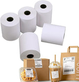 6 Rolls Linerless Printing Label Paper 80 mm × 52 m for Takeaway Shop Restaurant - Close-Up Angle