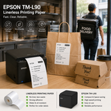 6 Rolls Linerless Printing Label Paper 80 mm × 52 m for Takeaway Shop Restaurant - Low Angle