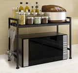 Adjustable Width & Height Microwave Shelf Black - Front View