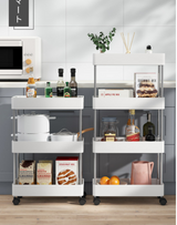 Narrow Rolling Storage Cart 4 Tier - Side View