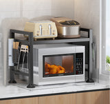 Multifunctional Microwave Shelf Storage Cutlery Tray Spice Holder Kitchen Rack Black