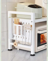 Multifunctional Microwave Shelf Storage Cutlery Tray Spice Holder Kitchen Rack Black - Rear View