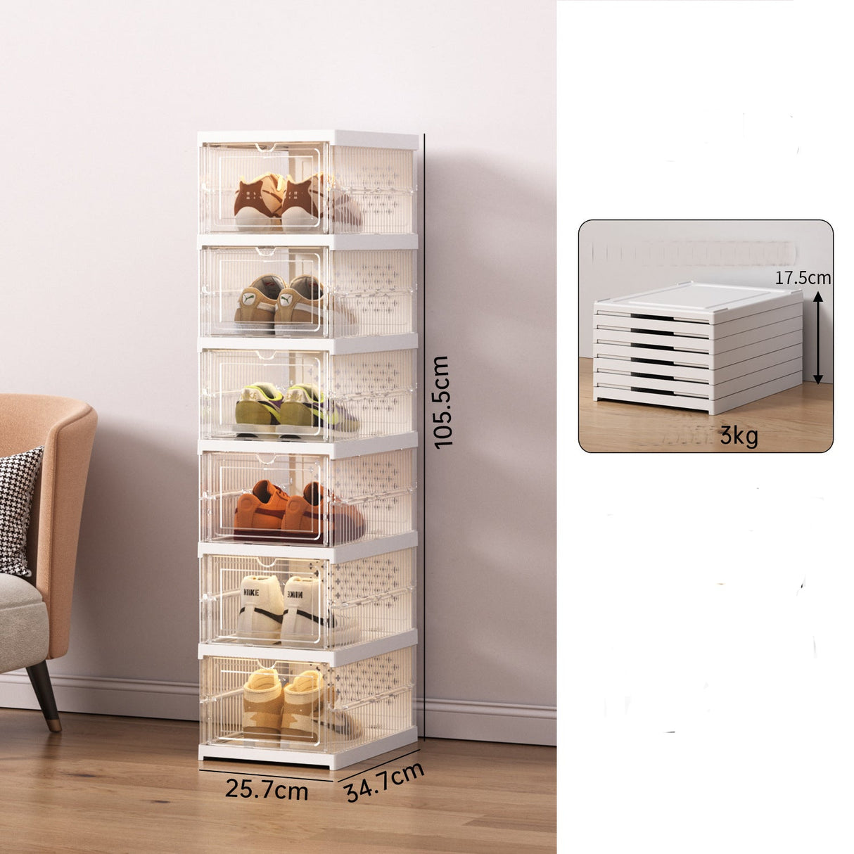 Foldable Storage Shoe Box - 6 Layers