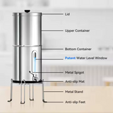 Aimex Portable Water Filter - Gravity-Fed, 304 Stainless Steel, Fluoride Removal - Front View