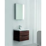 Ancona wall hung bathroom vanity 600mm Rose wood - Front View