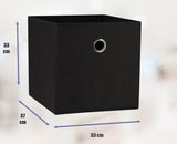 SORTI 33x33x27 CM Black 6-Pack Foldable Storage Cubes - Fabric Bookcase Organizers for Toys and More - Front View