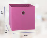 SORTI 33x33x27 CM Dark Pink 6-Pack Foldable Storage Cubes - Fabric Bookcase Organizers for Toys and More - Front View