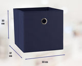 SORTI 33x33x27 CM Dark Blue 6-Pack Foldable Storage Cubes - Fabric Bookcase Organizers for Toys and More - Front View