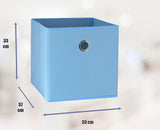 SORTI 33x33x27 CM Blue 6-Pack Foldable Storage Cubes - Fabric Bookcase Organizers for Toys and More - Front View