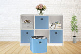 SORTI 33x33x27 CM Blue 6-Pack Foldable Storage Cubes - Fabric Bookcase Organizers for Toys and More - Side View