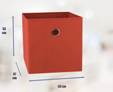 SORTI 33x33x27 CM Red 6-Pack Foldable Storage Cubes - Fabric Bookcase Organizers for Toys and More - Front View