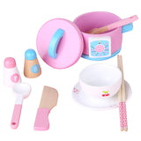 Kids Wooden Kitchen Tea Set Pretend Play - Side View