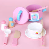 Kids Wooden Kitchen Tea Set Pretend Play - 45-Degree Angle