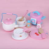 Kids Wooden Kitchen Tea Set Pretend Play - Rear View