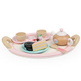 Kids Wooden Kitchen Tea Set Pretend Play - Top-Down View