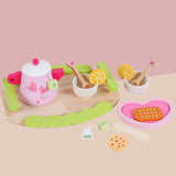 Kids Wooden Kitchen Tea Set Pretend Play - Side View