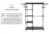 Sorti Freestanding Portable Closet Metal Wardrobe Garment Rack Hanger - Rear View