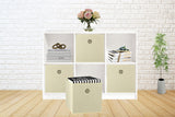 SORTI 27x28x27 CM Beige 8-Pack Foldable Storage Cubes - Fabric Bookcase Organizers for Toys and More - Side View