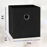 SORTI 27x28x27 CM Black 8-Pack Foldable Storage Cubes - Fabric Bookcase Organizers for Toys and More - Front View
