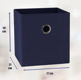 SORTI 27x28x27 CM Dark Blue 8-Pack Foldable Storage Cubes - Fabric Bookcase Organizers for Toys and More - Front View