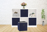 SORTI 27x28x27 CM Dark Blue 8-Pack Foldable Storage Cubes - Fabric Bookcase Organizers for Toys and More - Side View