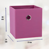SORTI 27x28x27 CM Dark Pink 8-Pack Foldable Storage Cubes - Fabric Bookcase Organizers for Toys and More - Front View