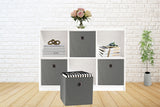 SORTI 27x28x27 CM Grey 8-Pack Foldable Storage Cubes - Fabric Bookcase Organizers for Toys and More - Side View